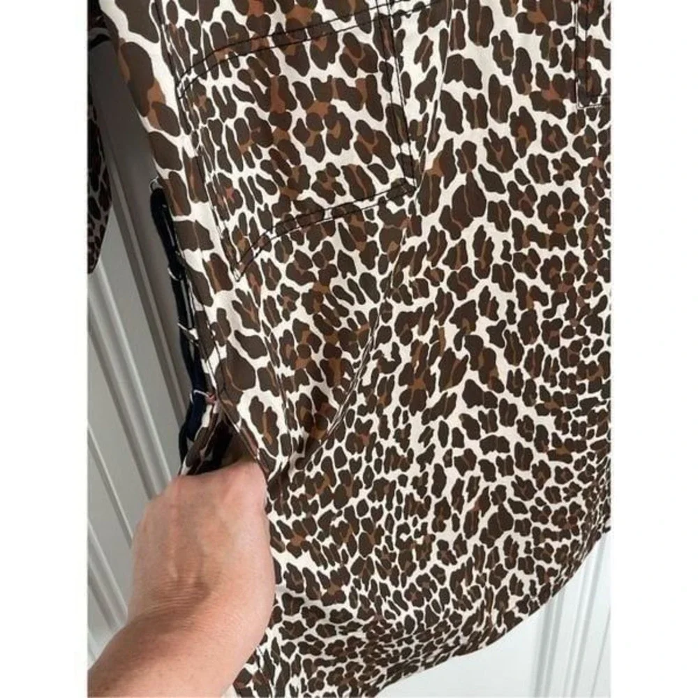 Tory Burch‎ Reva leopard print cotton poplin shirtdress size 14 NJ